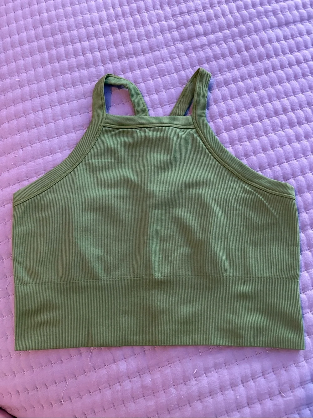 Green Athleta Ribbed Crop Tank Top